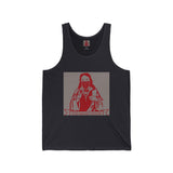 Religious Icon Tank Top - 'God Money Power' Red Graphic