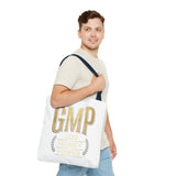 GMP Tote Bag - "God Money Power" Gold Lettering Inspirational Canvas Tote