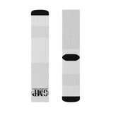Custom Logo Sublimation Socks — Personalized Athletic Crew Socks with 'GMP' Design
