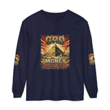 Long Sleeve T‑Shirt — "God Money Power" Pyramid Graphic