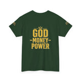 GMP "God Money Power" Tee - Gold Logo Graphic T-Shirt