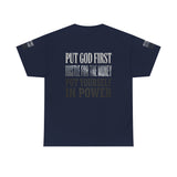Inspirational Faith Tee — "Put God First, Hustle for the Money, Put Yourself in Power"