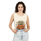 God Money Power- Halloween Tank Top — Pumpkin Graphic Sleeveless Tee
