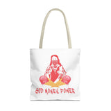 God Money Power Tote Bag — Bold Graphic Religious Streetwear Tote