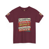 Put GOD First Hustle For The MONEY Tee - Faith & Motivation Graphic T-Shirt