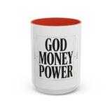 God Money Power Accent Coffee Mug – Inspirational Religious Typography Mug (11/15oz)