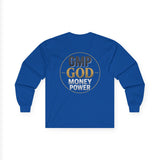 GMP GOD Money Power Long Sleeve Tee — Inspirational Faith & Wealth Shirt