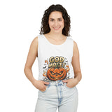 God Money Power- Halloween Tank Top — Pumpkin Graphic Sleeveless Tee