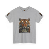 Tiger Graphic Tee — 'God • Money • Power' Bold Vintage Animal Shirt