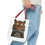 Tiger 'God Money Power' Tote Bag — Bold Wildlife Statement Bag