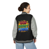 Letterman Jacket — "God Money Power" Retro Graphic Varsity Jacket