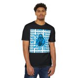 God Money Power Graphic T-Shirt — Blue Anime-Inspired Streetwear
