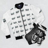 Logo All-Over Print Bomber Jacket — White "GMP" Streetwear Jacket