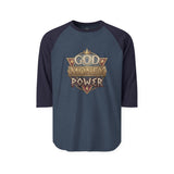 God, Money, Power Raglan Shirt — Christian Faith & Hustle Baseball Tee