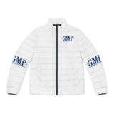 God Money Power Puffer Jacket — Men's White Logo Puffer