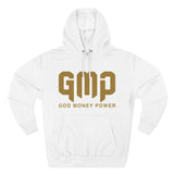 GMP Hoodie — "God Money Power" Bold Gold Graphic Fleece Pullover