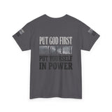 Inspirational Faith Tee — "Put God First, Hustle for the Money, Put Yourself in Power"