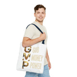 God Money Power Tote Bag – Gold 3-Word Motivational AOP Tote