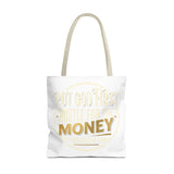 Inspirational Faith Tote Bag — "Put God First, Hustle for the Money" All-Over Print