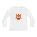 God Money Power- Youth Long Sleeve Tee — Halloween Jack-O'-Lantern Pumpkin Graphic