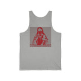 Religious Icon Tank Top - 'God Money Power' Red Graphic