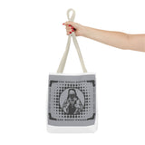 Religious Icon Tote Bag — "God Money Power" Graphic Canvas Tote
