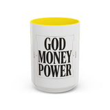 God Money Power Accent Coffee Mug – Inspirational Religious Typography Mug (11/15oz)