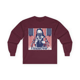 Long Sleeve Tee - Patriotic Bandana Mask Design with 'God, Money & Power' Graphic