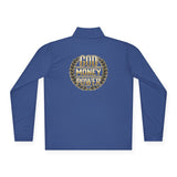 Quarter-Zip Pullover — 'God Money Power' Gold Crest