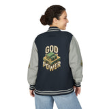 God Power Letterman Jacket — Retro Faith Varsity Coat