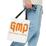 GMP 'God Money Power' Graphic Tote Bag – Bold Orange Statement Carryall