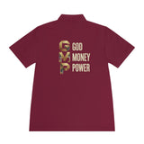 GMP 'God Money Power' Men's Sport Polo — Gold Lettering Performance Polo
