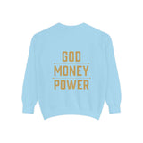 Sweatshirt — 'God Money Power' Crown & Fist Graphic Crewneck