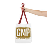GMP Gold Logo Tote Bag — "God Money Power" Inspirational Canvas Tote
