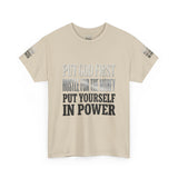 Inspirational Faith Tee — "Put God First, Hustle for the Money, Put Yourself in Power"