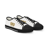 Men's Low Top Sneakers — White Casual Canvas Shoes with Gold GMP Logo