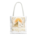 Egyptian Pyramid Tote Bag — "God Money Power" Sun & Ankh Graphic