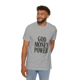 God Money Power T-Shirt — Bold Typography Faith & Hustle Tee