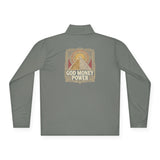 Quarter-Zip Pullover — Gold Money Prayer Art Deco Chest & Back Design