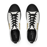 Men's Low Top Sneakers — White Casual Canvas Shoes with Gold GMP Logo