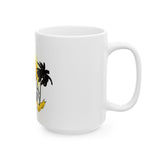Religious Rebel Ceramic Mug — “God Honey Power” Sun & Palm Graphic (11oz/15oz)