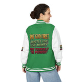 Letterman Jacket - "Put God First, Hustle for the Money" Inspirational Varsity Jacket