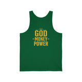 GMP (God Money Power) Gold Logo Tank Top — Faith-Inspired Motivational Graphic Tank