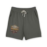 Fleece Sweat Shorts — 'God Money Power' Vintage Emblem