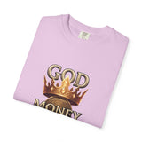God Money Power T-Shirt — Crown, Coin & Fist Graphic Tee