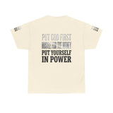 Inspirational Faith Tee — "Put God First, Hustle for the Money, Put Yourself in Power"