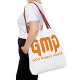 GMP 'God Money Power' Graphic Tote Bag – Bold Orange Statement Carryall