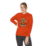 Youth Long Sleeve Tee — 'God Money Power' Halloween Pumpkin Graphic