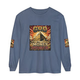Long Sleeve T‑Shirt — "God Money Power" Pyramid Graphic