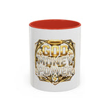 Coffee Mug — "God Money Power" Gold Emblem Accent Mug